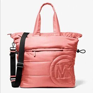 S Michael Kors Rae Sunset Rose Nylon Extra Large Tote 35F1U5RT3C Pink $398